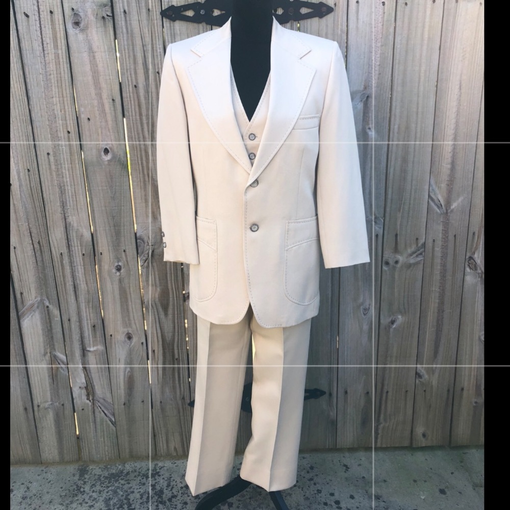 Vtg 1970s Johnny Carson 3 Piece Leisure Suit Tailored For Fine Bros.-Matison Co - Picture 16 of 16